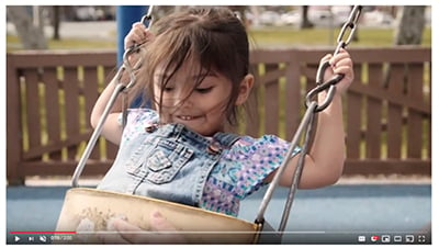 Video image of young girl on swings
